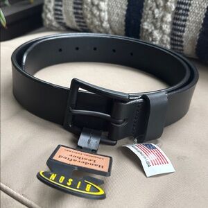 Bison Black Leather Belt Sz 34